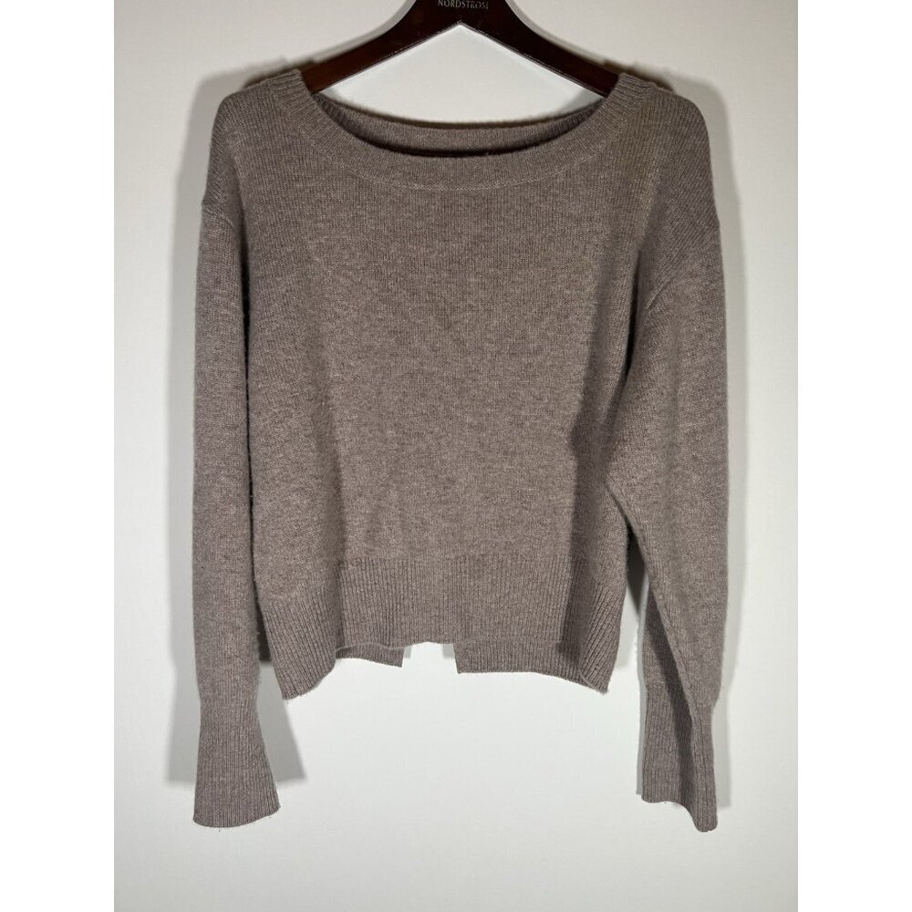 Elaine Kim camel khaki 100% cashmere boxy sweater L quiet luxury minimalist